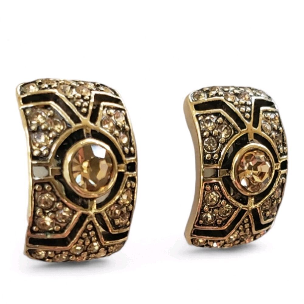 Elegant Gold and Black Stud Earrings